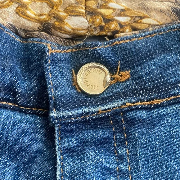 Y2K Roberto Cavalli RARE Metallic Embroidered Floral Print Vintage Denim Jeans
